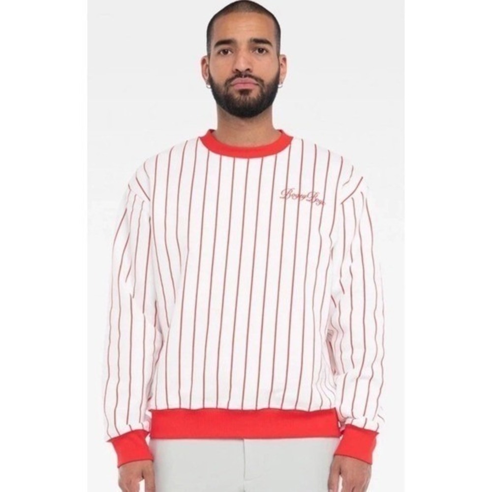 Bogey Boys Striped Crewneck Sweatshirt Red and White Golf‎ Pullover NWOT
